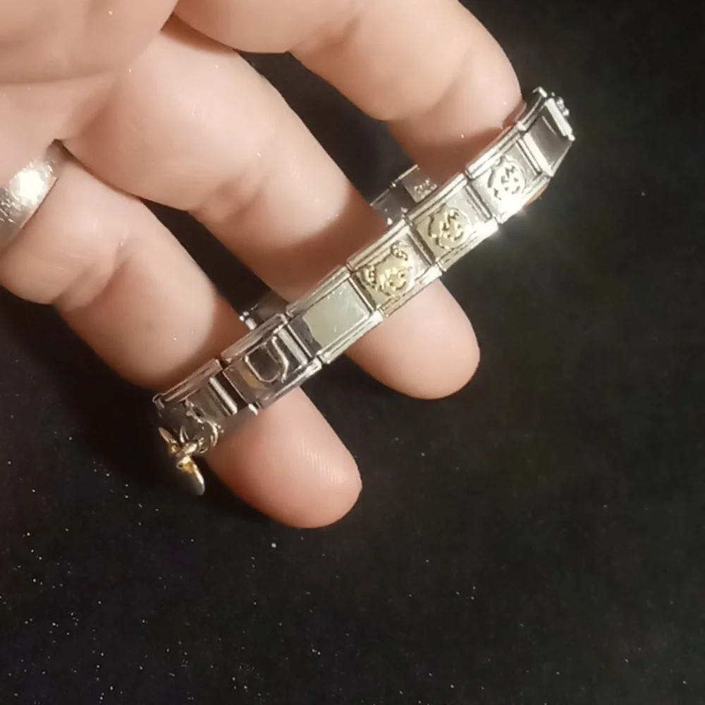 Mommy Charm Bracelet Gold and Stainless Steel Expandable.